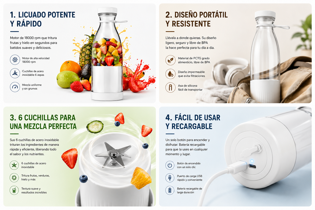 Licuadora Portátil Recargable 380 ml