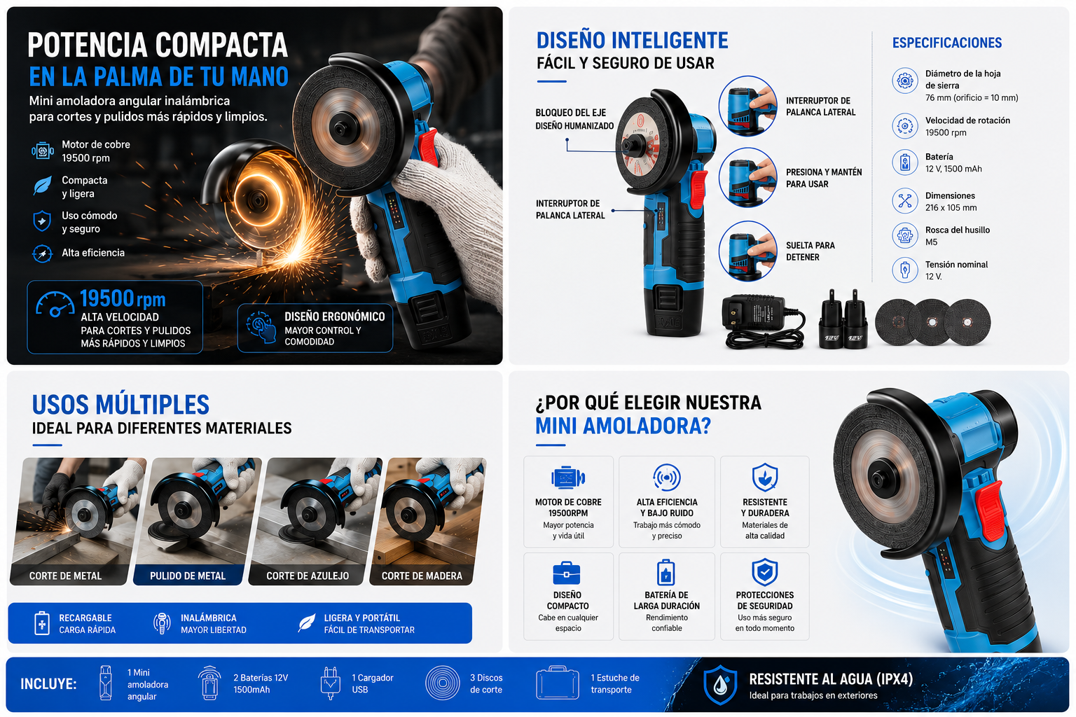 Mini Amoladora Angular Inalámbrica