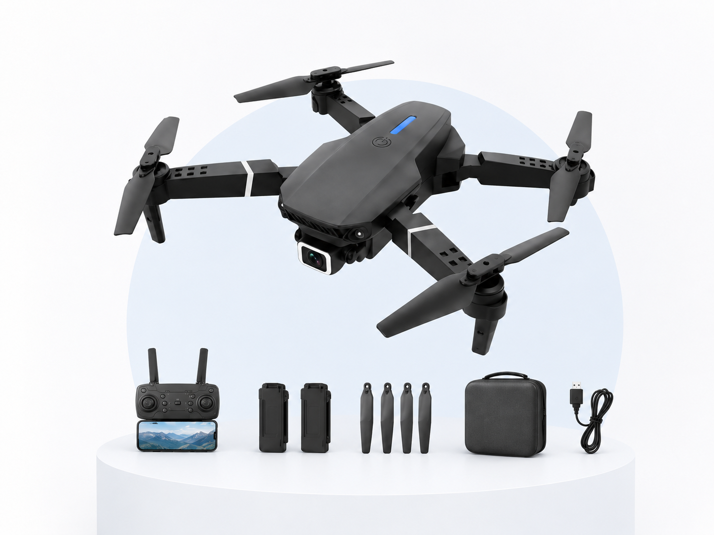 Dron plegable con cámara y accesorios