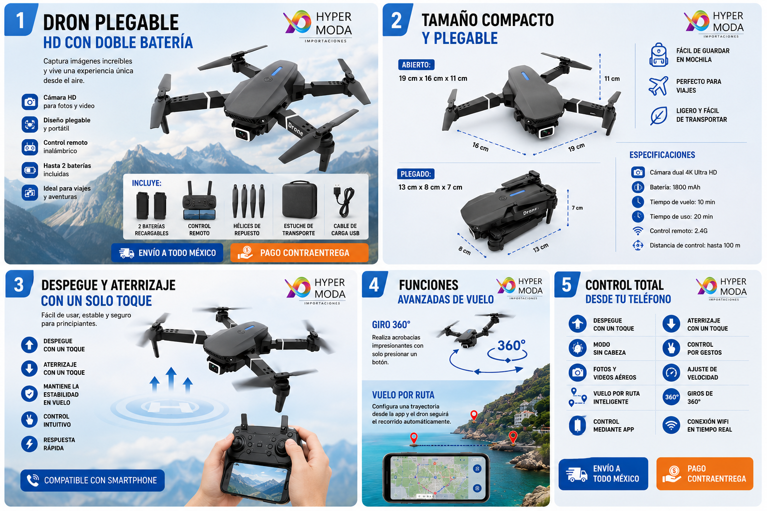 Información completa del Dron plegable